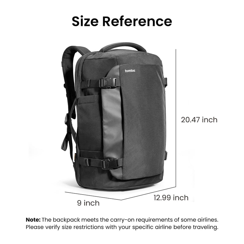 tomtoc Travel Backpack 40L, TSA Friendly Flight Approved Carry-on Luggage Hand Water-resistant Lightweight Business Rucksack, Durable Large Weekender Bag Daypack Fits 17.3 Inch Laptop, PFAS Free