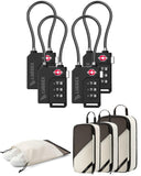 LUGGEX TSA Locks and 4 Set Compression Packing Cubes for Luggage Bundle – Travel Accessories