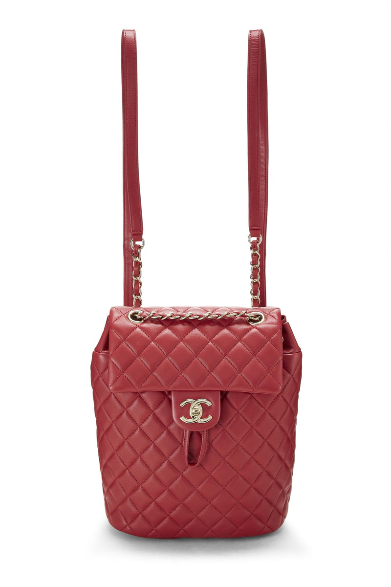 Chanel, Pre-Loved Quilted Lambskin Urban Spirit Backpack Small, Red