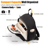Cwatcun Camera Backpack Bag Small for Women,Fashion DSLR Camera Bag with Tripod Strap Laptop Compartment and Padded Dividers Lightweight Photograhy Cute Backpack Case for Cameras Accessories