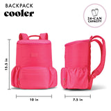 Fit & Fresh Insulated Backpack Cooler – Leak-Proof, Waterproof Beach & Travel Bag for Women, 24 Can Capacity Picnic & Cooler Bag, Hot Pink