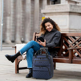 KROSER Carry On Underseat Multi-functional, 16-inch Underseater Lightweight Overnight Suitcase for Women, Navy