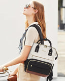 LOVEVOOK Mini Backpack for Women, Small Backpacks Purse, College Bookbag for School, Fashion Bag for Travel Work Gift, Lightweight Daypack, Beige-Black-Brown