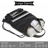seyfocnia Drawstring Backpack Tactical String Bag with Zipper Pockets Waterproof Cinch Bag Sport Gym Sackpack - Black