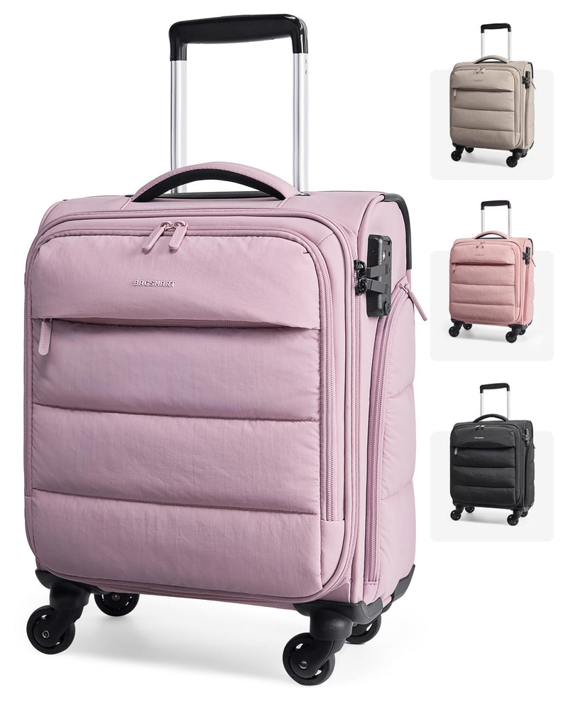 BAGSMART Underseat Carry on Luggage with Wheels, Soft Underseat Travel Luggage with PVC Wet/Dry Pockets, Lightweight Soft Personal Item Suitcase for Short Trip, Pinkish Purple
