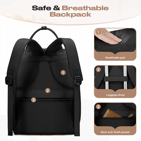 Maelstrom Travel Backpack for Women Men,Laptop Backpack Fits 15.6-17.3 Inch Laptop, Nurse/Work Bag with Insulated Lunch Box (Black)