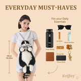 Krifey Stuffed Animals Backpack, Cute Cat plush Backpack, Realistic Animal Handcrafted Daypack with Adjustable Straps, Birthday Gifts for Women, Tuxedo Cat