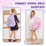 PIG PIG GIRL Kids Backpack for Girls - School Bags for Middle School Students - Book Bag for Elementary Primary - Kawaii Ita Backpack - Purple