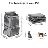 HOVONO Double-Compartment Pet Carrier Backpack for Small Cats and Dogs, Cat Travel Carrier for 2 Cats, Perfect for Traveling/Hiking/Camping, Grey