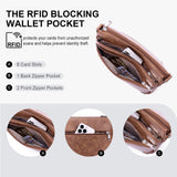 Lexiyat Crossbody Bags for Women Rfid Travel Crossbody Purses Leather Roomy Handbags Medium Shoulder bag with Adjustable Strap Brown