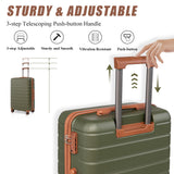 Cosbarn 5 Piece Luggage Sets with Spinner Wheels and TSA Lock, Unisex Hardside ABS Suitcase Set, Hardshell Lightweight Waterproof Travel Hard Case Luggage Set, Green