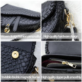 ERWUBA fashion women saddle shoulder bag clutch purse small crossbody satchel handbag woven imitation crocodile leather bag (Black)