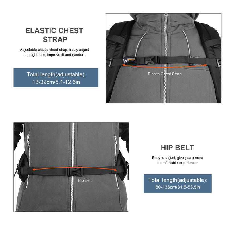 MOUNTAINTOP 40L Hiking Backpack Lightweight Travel Camping Backpack with Waist Strap&YKK Zippers for Men Women