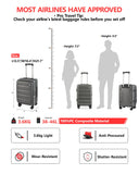 ISLAND ELEPHANT Expandable 20Inch Carry On Luggage Airline Approved - Top Opening Hardside Travel Suitcase Unbreakable -with Cup Holder,USB Charge,Side Pothook, 360°Spinner Wheels, TSA Lock-Grey