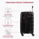 SwissGear 7366 Hardside Expandable Luggage with Spinner Wheels, Black, Carry-On 19-Inch
