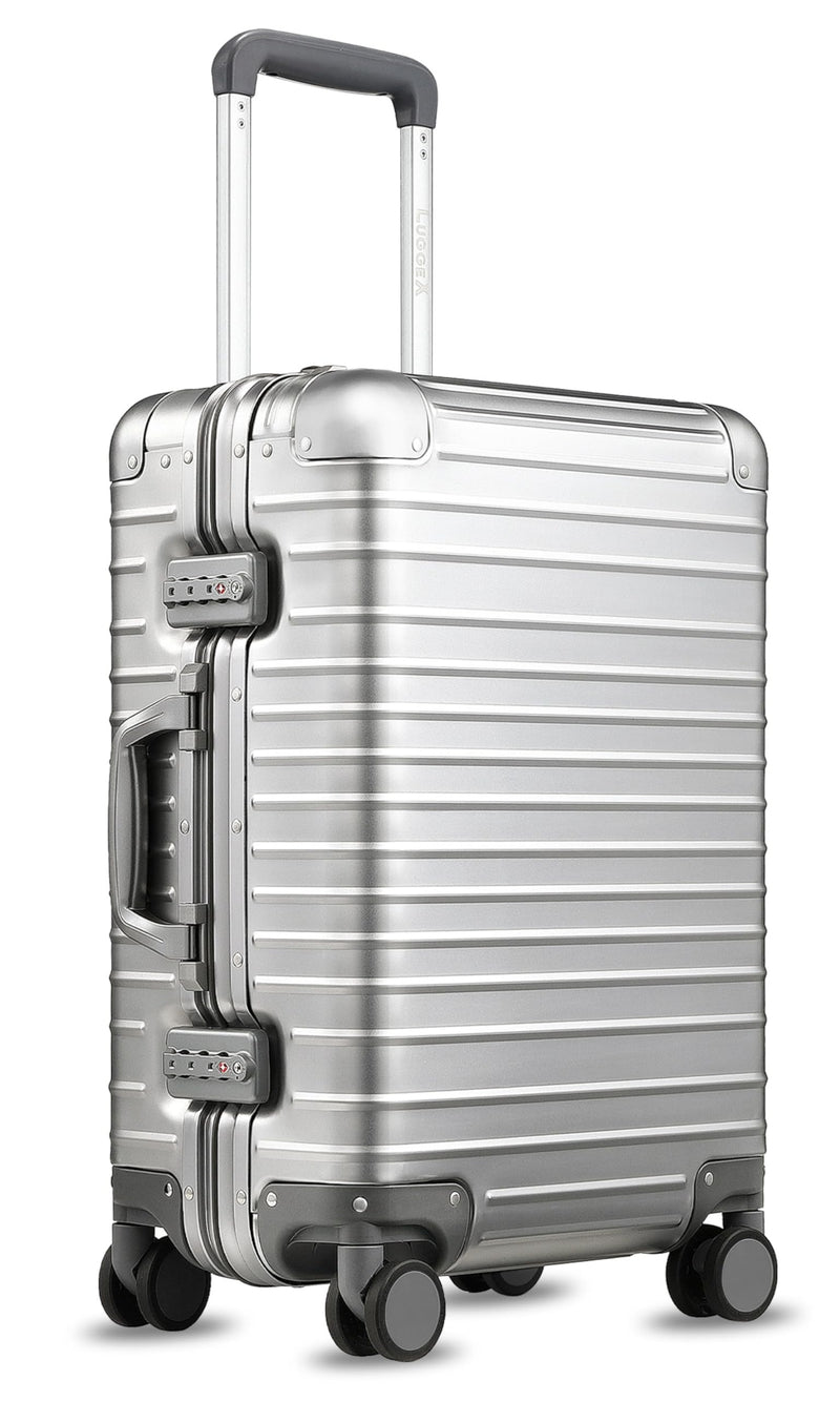 All Aluminum Carry On Luggage with Wheels, AV Zipperless Hardshell Suitcase with TSA Lock (ZX-Enhance, Silver, 20 Inch)
