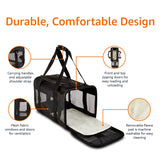 Amazon Basics Airline Approved Soft-Sided Mesh Pet Travel Carrier with Shoulder Strap, Removable Washable Fleece Pad, Top Opening, Ventilation for Dog, Cat, up to 22 pounds, 19.7Lx12Wx12H in., Black