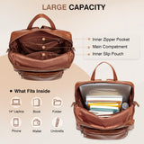 Marvolia PU Leather Backpack Purse for Women Large Fashion Designer Travel Backpack Ladies Shoulder Bag - Brown