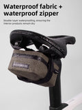 ROCKBROS Bike Saddle Bag, 0.4L Waterproof Ultra Small Bike Bag（4" x 3.4" x 2"）, Waterproof Zipper Bicycle Storage Bag Under Seat, Easy Attachment for Road Cycling Khaki
