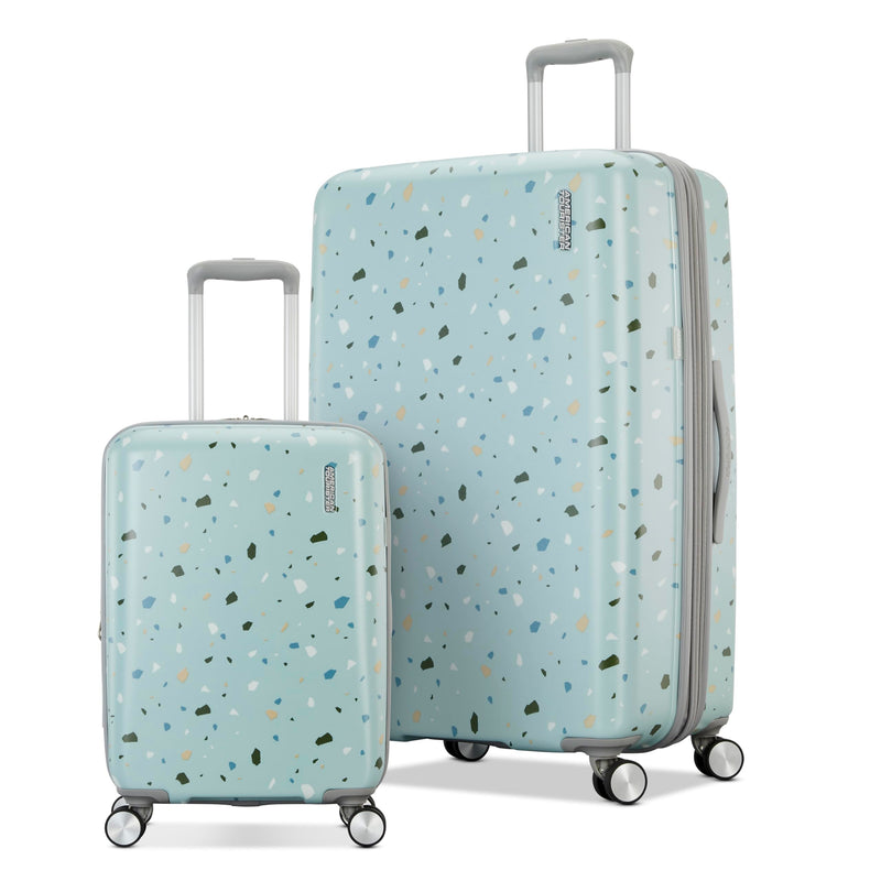 American Tourister Moonlight Hardside Expandable Luggage with Spinner Wheels, Blue Terazzo, 2-Piece Set (20/28)