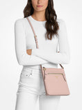 Michael Kors Jet Set Charm Small Flat Crossbody Bag, Gold-Tone Hardware/Pebble Leather/Soft Pink