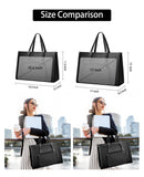MATEIN Laptop Tote Bag with Insulated Lunch Compartment, 15.6 Inch PU Leather Briefcase with Leakproof Lunch Box Pocket for Women, Convertible Lightweight Computer Work Bag Handbag for Office, Black