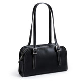 KALIDI Women’s Swing Zip Leather Shoulder Bag,Black