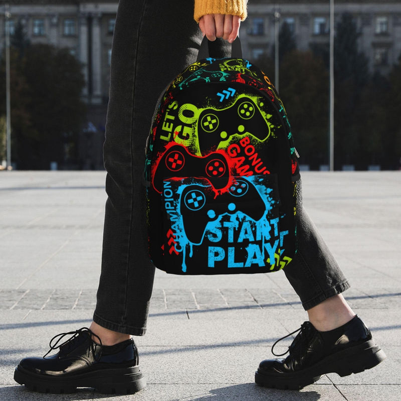 YANGZHI Video Games Cool Funny Colorful 15 Inch Backpack Laptop Travel Bag For Men Women With Multiple Pockets Casual Hiking Gym Sport