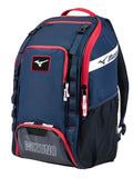 Mizuno Unisex Organizer 26 Baseball/Softball Backpack, Navy-Red