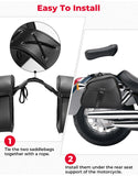 KEMIMOTO Motorcycle Saddlebags with Buckles, 16L Waterproof Throw Over Saddlebags, PU Leather Saddlebags for Sportster Softail Dyna V-star Shadow, Universal Motorcycle Accessories, Black