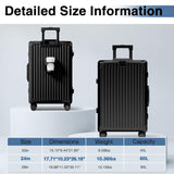 Krute Zipperless Luggage with Spinner Wheels Checked Aluminum Frame Luggage PC Hard Shell Suitcase with Charger and Cup Holder TSA Lock No Zipper 24 Inch Suitcases