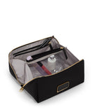 TUMI - Voyageur Dallas Cosmetic Bag - Lay-Flat Travel Makeup Organizer - Packable Travel Kit - Black with Gold Hardware