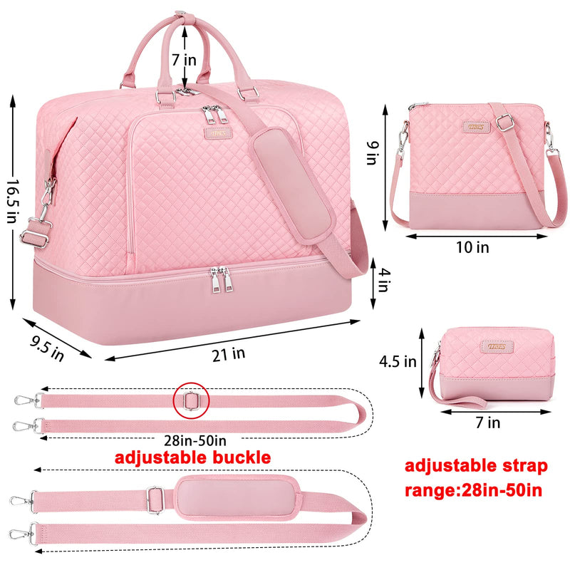 Travel Weekender Bag for Women, 21" Overnight Bag with Shoe Compartment 50L Large Travel Duffel Bag Carry On Tote for Weekend, Overnight, Business Trips, Water Resistant