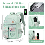 Backpack for Girls - Bookbag Backpacks Schoolbag for Girls Kids Teen Women Casual Travel Daypacks - School Bag Elementary Middle School College Cute Backpack with Lunch Box (Green)