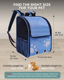 Cat Backpack Carrier, Ventilated Cat Backpack with Reflective Strips, Foldable Cat Carrying Backpack for Kitty Small Dog up to 15lbs (Blue)
