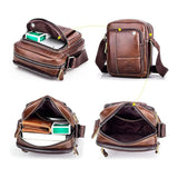 AGDHERSNVX Small Crossbody Bags for Men Women,Genuine Leather Messenger Purse,Trendy Design Satchel Bag with Adjustable Shoulder Strap Brown
