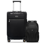 LEVEL8 Carry On Luggage with Compartment, 20 Inch Softside Expandable Travel Rolling Suitcase with 15.6