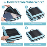 Prezon Compression Packing Cubes for Travel, Lightweight Vacation Travel Essentials, Travel Accessories for Suitcase Organizer Bags Set, Durable Luggage Organizer, 8 set, squre mesh, mint