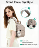 BAGSMART Mini Backpack for Women, Lightweight Puffer Small Backpack Purse, Quilted Casual Travel Daypack, Cute Water-Resistant Bookbag for Daily, Brown