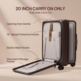 NINETYGO Carry On Luggage 22x14x9 Airline Approved, 20 Inch Suitcase with Front Compartment, Coffee-Infused PC Hard Shell, Eco-Friendly, Cup Holder, Clamshell, TSA Lock, Spinner Wheels (Americano)