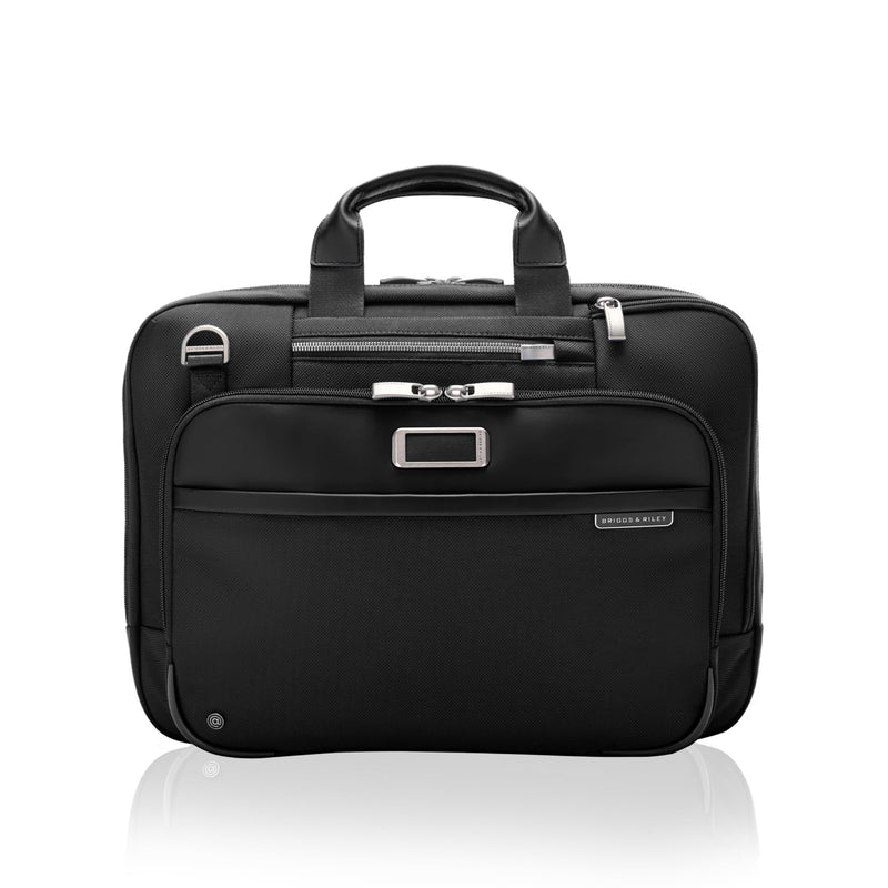 Briggs & Riley Medium Expandable Briefcase - Laptop Bag for Work & Travel, Briefcases for Men & Women, Includes Shoulder Strap, Self-Repairing Zipper, Fits up to 15" Computer - @work Collection, Black