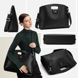 KALIDI Messenger Bag 16 Inch Slim Laptop Vegan Leather Briefcase Crossbody Tote for 15.6" Notebook Computer Work Office Satchel Bag, Black