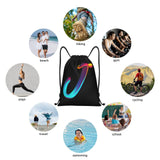 Pazacon Drawstring Bags Initial Drawstring Backpack Sackpack Black Draw String Cinch Bags for Sports, Gym, Travel, Swimming, Beach, Camping, Rainbow Letter J