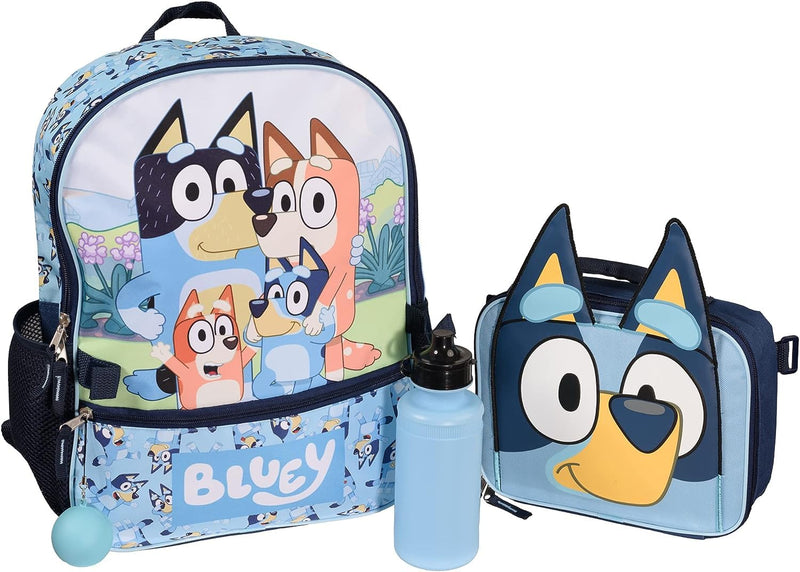 AI ACCESSORY INNOVATIONS Bluey 4 Piece Backpack Set for Pre School Girls & Boys, Kids 16" School Bag