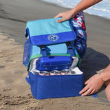 Tommy Bahama Backpack Cooler, Adjustable Straps, Zippered Compartments, Mesh Pockets, Bottle Opener (Light Blue)