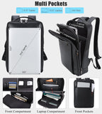 Masa Kawa Slim Genuine Leather Business Backpack 15.6" Laptop Bag for Men Women Office Work Travel Small Thin Computer Casual Daypack, Black