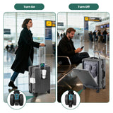 Faqy Z 20 Inch Aluminum Frame Carry On Luggage with Front Pocket, USB Port, Phone Holder & Cup Holder, Hard Shell Spinner Suitcase for Airplane Travel, Grey