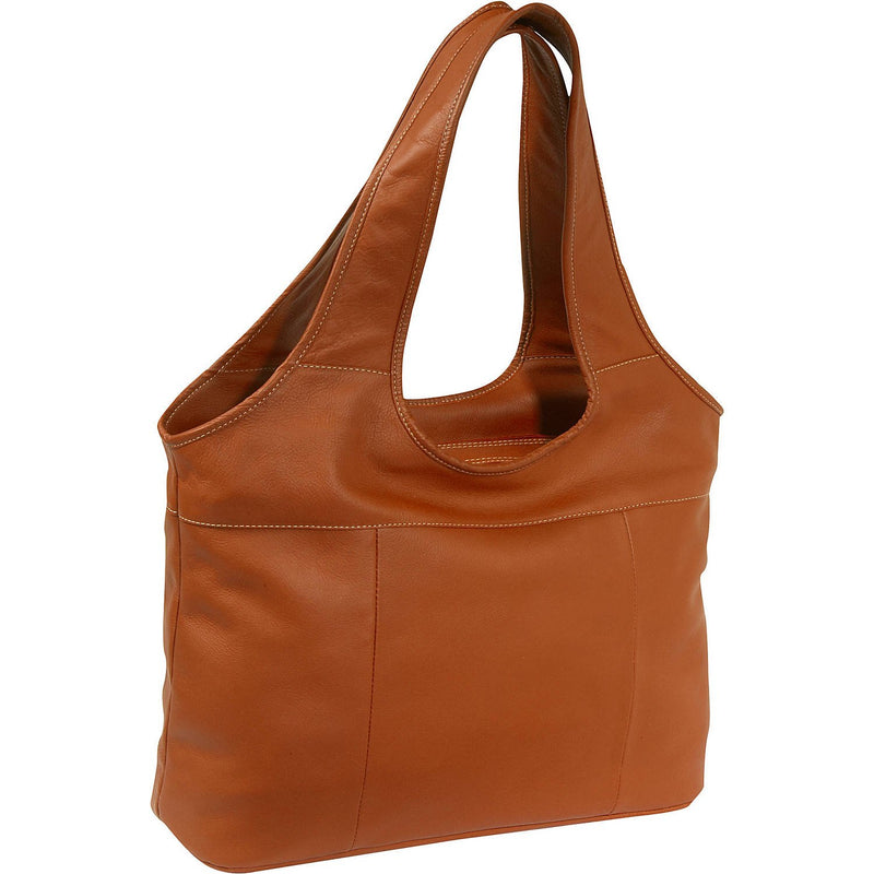 Piel Leather Laptop Hobo, Saddle, One Size