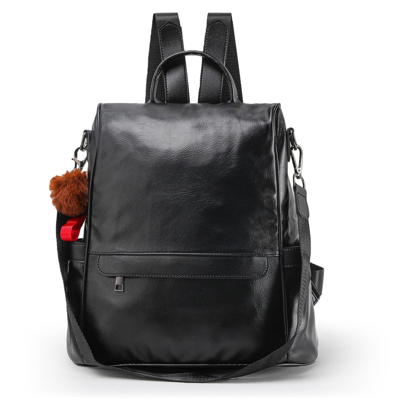 CHERUTY Women Backpack Purse PU Leather Anti-theft Casual Shoulder Bag Fashion Ladies Satchel Bags(Black)