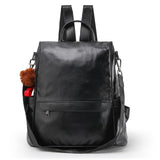 CHERUTY Women Backpack Purse PU Leather Anti-theft Casual Shoulder Bag Fashion Ladies Satchel Bags(Black)